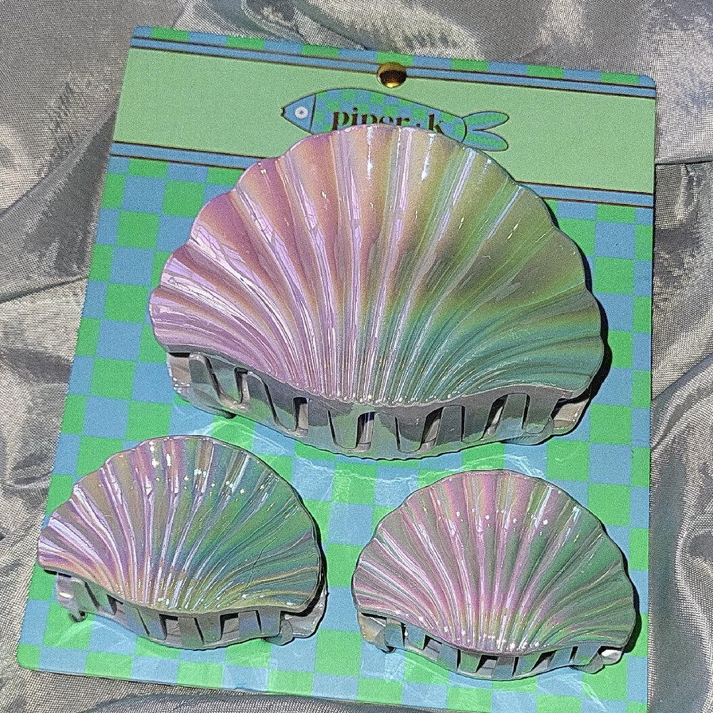 Piper K Shell Hair Clips - Iridescent Pastel LA M LM M